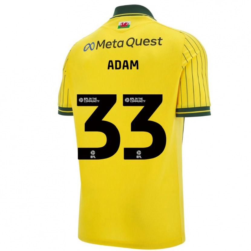 Danxen Mænd Josh Adam #33 Gul Grøn Udebane Spillertrøjer 2025/26 Trøje T-Shirt