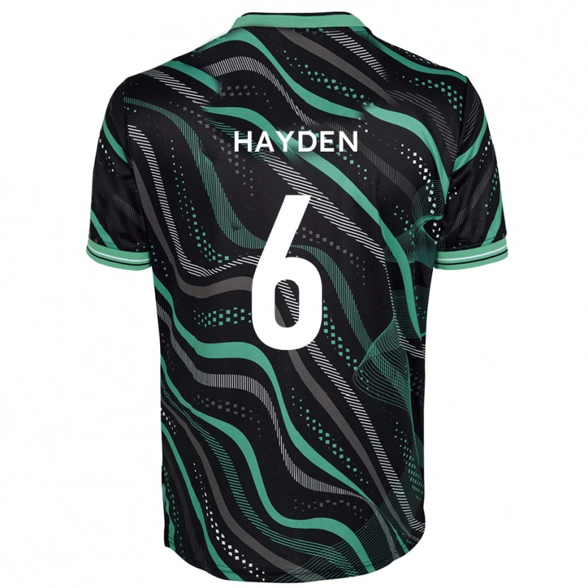 Danxen Mænd Aaron Hayden #6 Sort Grøn Udebane Spillertrøjer 2025/26 Trøje T-Shirt