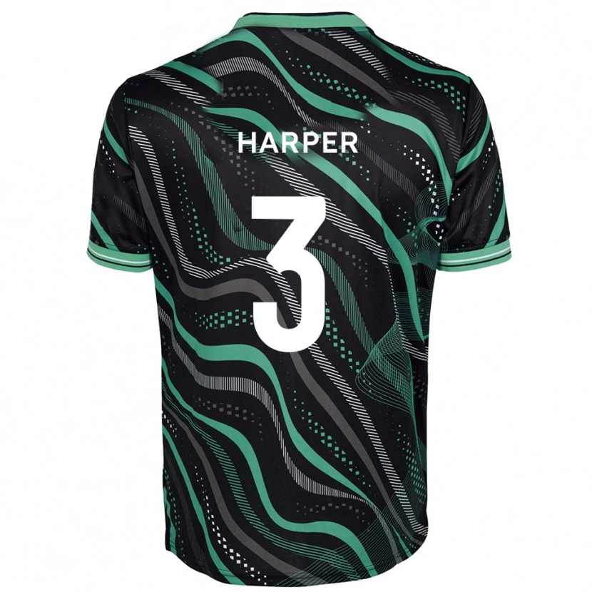 Danxen Mænd Cameron Harper #3 Sort Grøn Udebane Spillertrøjer 2025/26 Trøje T-Shirt