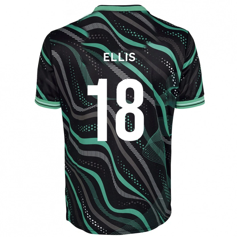 Danxen Mænd Jack Ellis #18 Sort Grøn Udebane Spillertrøjer 2025/26 Trøje T-Shirt