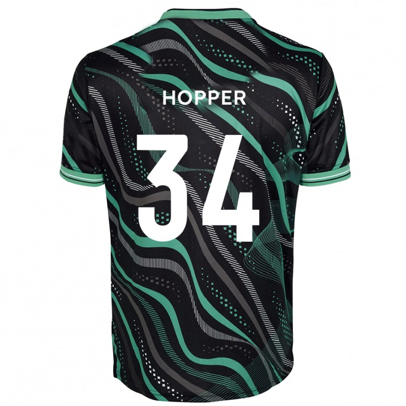 Danxen Mænd Dan Hopper #34 Sort Grøn Udebane Spillertrøjer 2025/26 Trøje T-Shirt