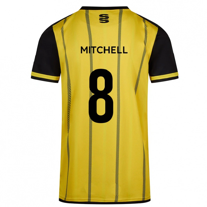 Danxen Mænd Ethan Mitchell #8 Gul Sort Udebane Spillertrøjer 2025/26 Trøje T-Shirt