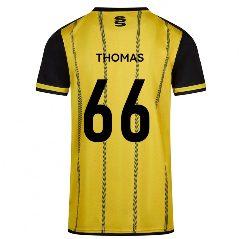 Danxen Mænd Luca Thomas #66 Gul Sort Udebane Spillertrøjer 2025/26 Trøje T-Shirt