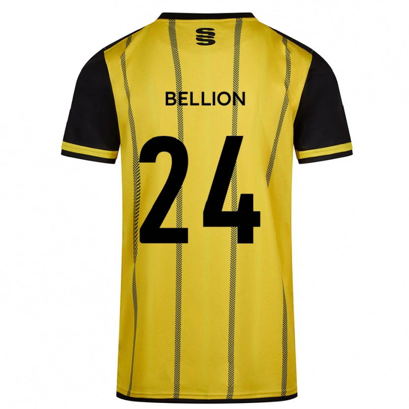 Danxen Mænd Daniel Bellion #24 Gul Sort Udebane Spillertrøjer 2025/26 Trøje T-Shirt