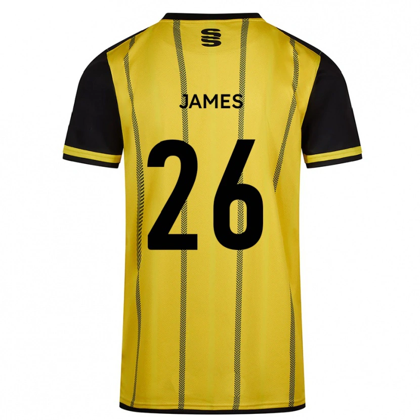 Danxen Mænd Nicola James #26 Gul Sort Udebane Spillertrøjer 2025/26 Trøje T-Shirt