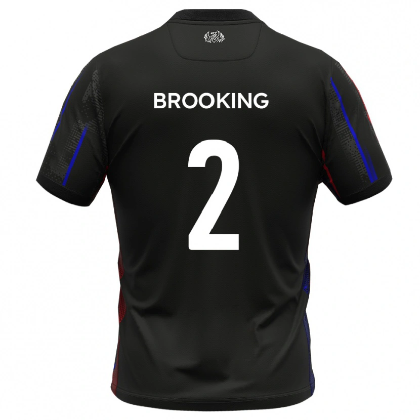 Danxen Mænd Josh Brooking #2 Sort Rød Udebane Spillertrøjer 2025/26 Trøje T-Shirt