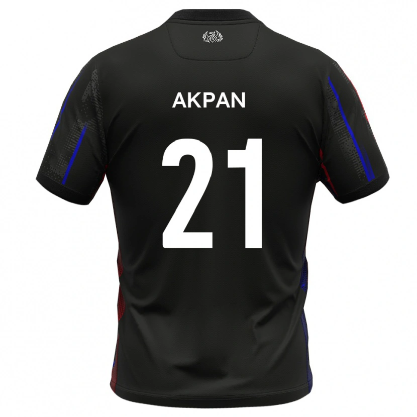 Danxen Mænd Ashley Akpan #21 Sort Rød Udebane Spillertrøjer 2025/26 Trøje T-Shirt