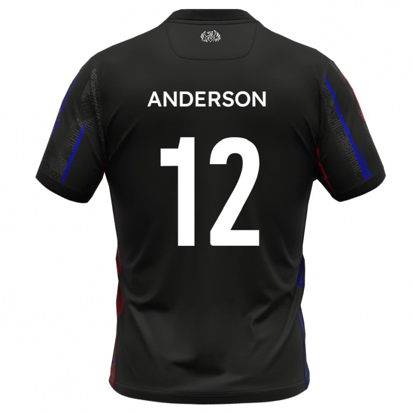 Danxen Mænd Keane Anderson #12 Sort Rød Udebane Spillertrøjer 2025/26 Trøje T-Shirt