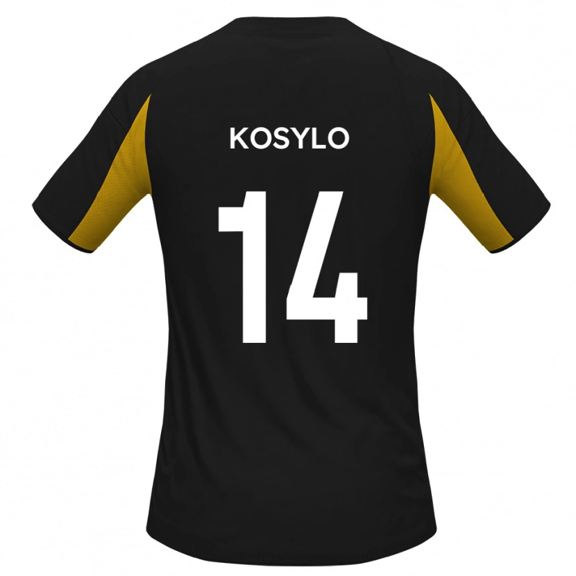 Danxen Mænd Matty Kosylo #14 Sort Gul Udebane Spillertrøjer 2025/26 Trøje T-Shirt