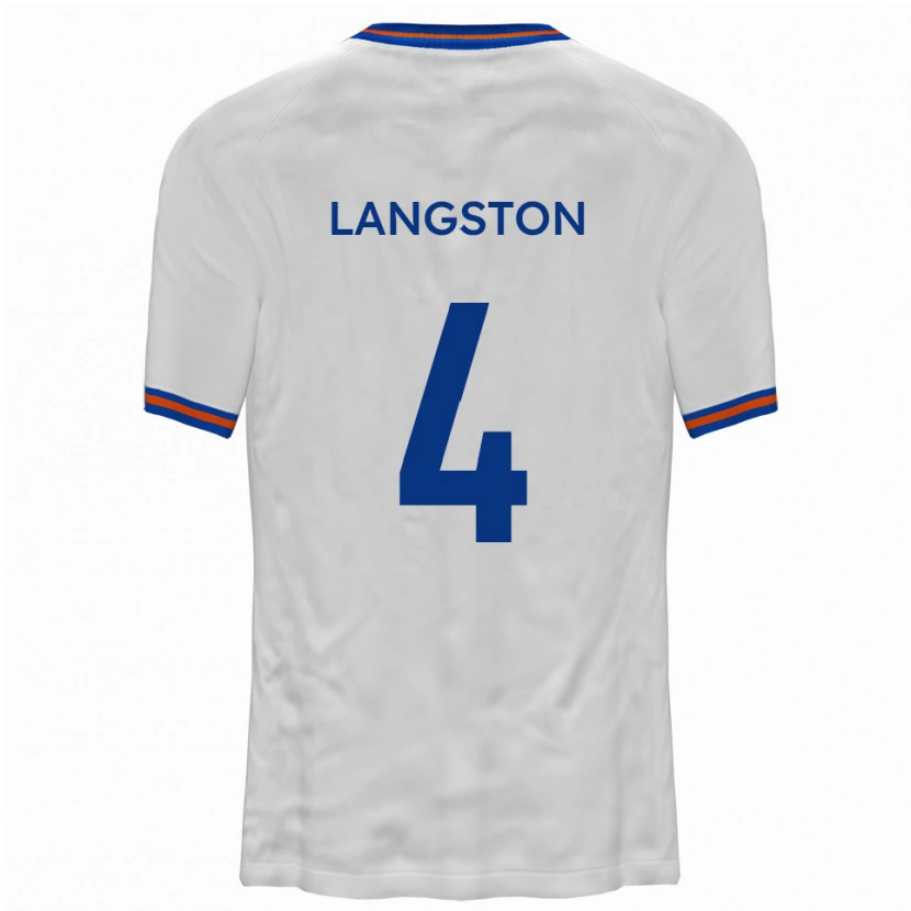 Danxen Mænd George Langston #4 Hvid Blå Udebane Spillertrøjer 2025/26 Trøje T-Shirt
