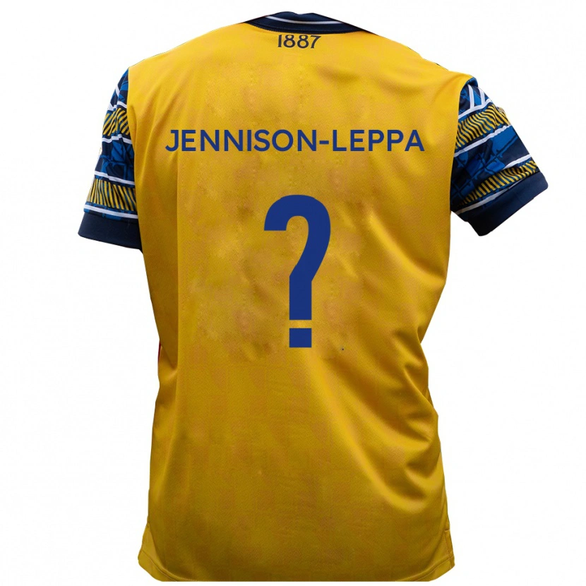 Danxen Mænd Joel Jennison-Leppa #0 Gul Sort Udebane Spillertrøjer 2025/26 Trøje T-Shirt