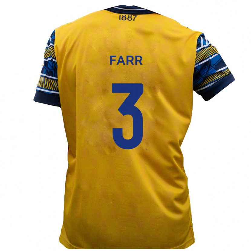 Danxen Mænd Jacob Farr #3 Gul Sort Udebane Spillertrøjer 2025/26 Trøje T-Shirt