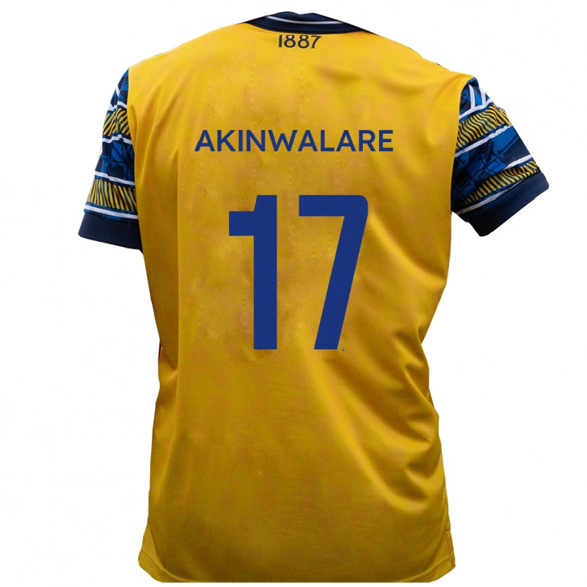 Danxen Mænd Seyi Akinwalare #17 Gul Sort Udebane Spillertrøjer 2025/26 Trøje T-Shirt