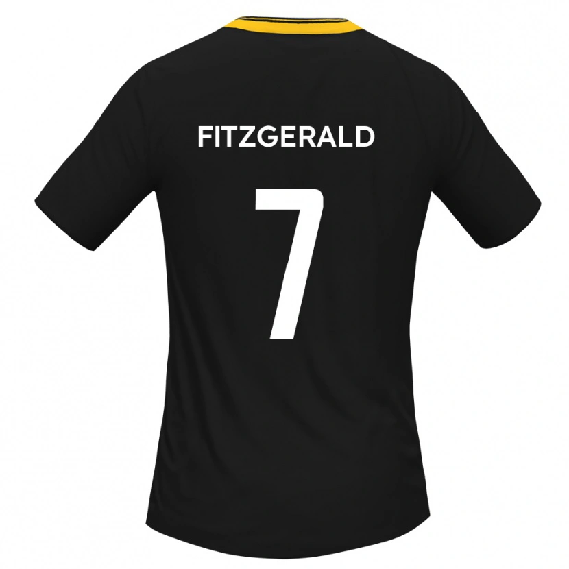 Danxen Mænd Johnny Fitzgerald #7 Sort Gul Udebane Spillertrøjer 2025/26 Trøje T-Shirt