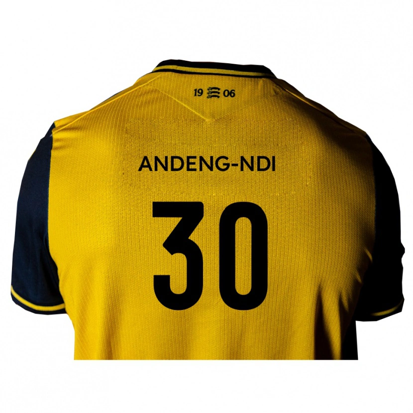Danxen Mænd Collin Andeng-Ndi #30 Gul Sort Udebane Spillertrøjer 2025/26 Trøje T-Shirt