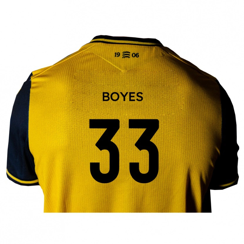 Danxen Mænd Harry Boyes #33 Gul Sort Udebane Spillertrøjer 2025/26 Trøje T-Shirt