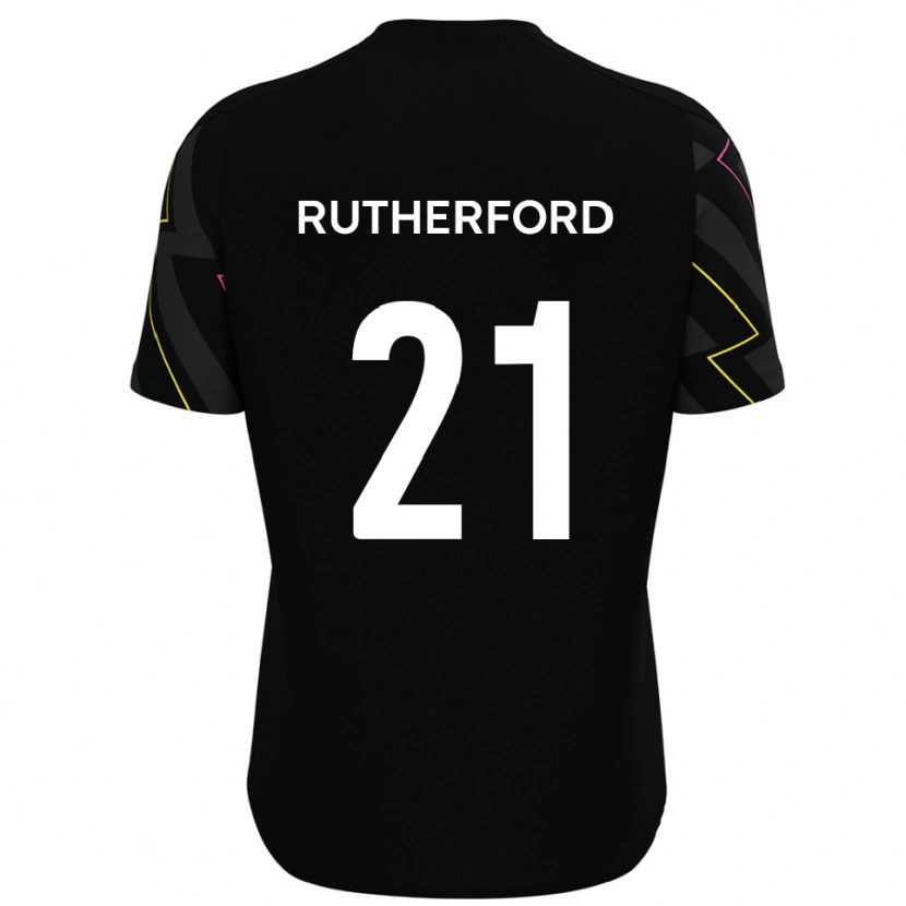 Danxen Mænd Oscar Rutherford #21 Sort Grå Udebane Spillertrøjer 2025/26 Trøje T-Shirt