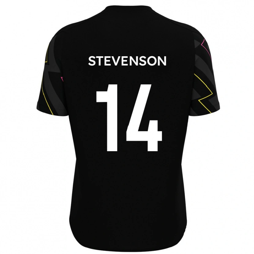 Danxen Mænd Bradley Stevenson #14 Sort Grå Udebane Spillertrøjer 2025/26 Trøje T-Shirt