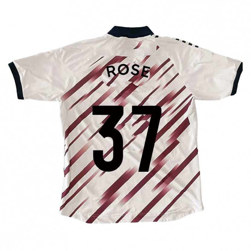 Danxen Mænd Oliver Rose #37 Hvid Rød Udebane Spillertrøjer 2025/26 Trøje T-Shirt