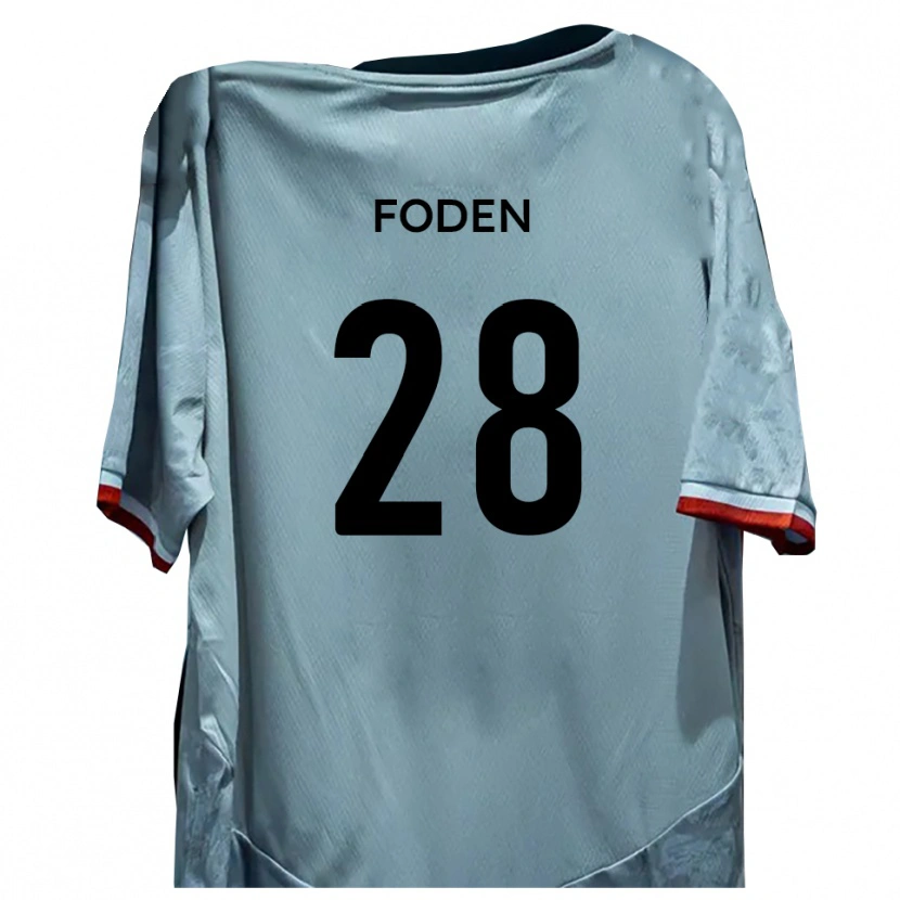 Danxen Mænd Daniel Foden #28 Hvid Sort Udebane Spillertrøjer 2025/26 Trøje T-Shirt