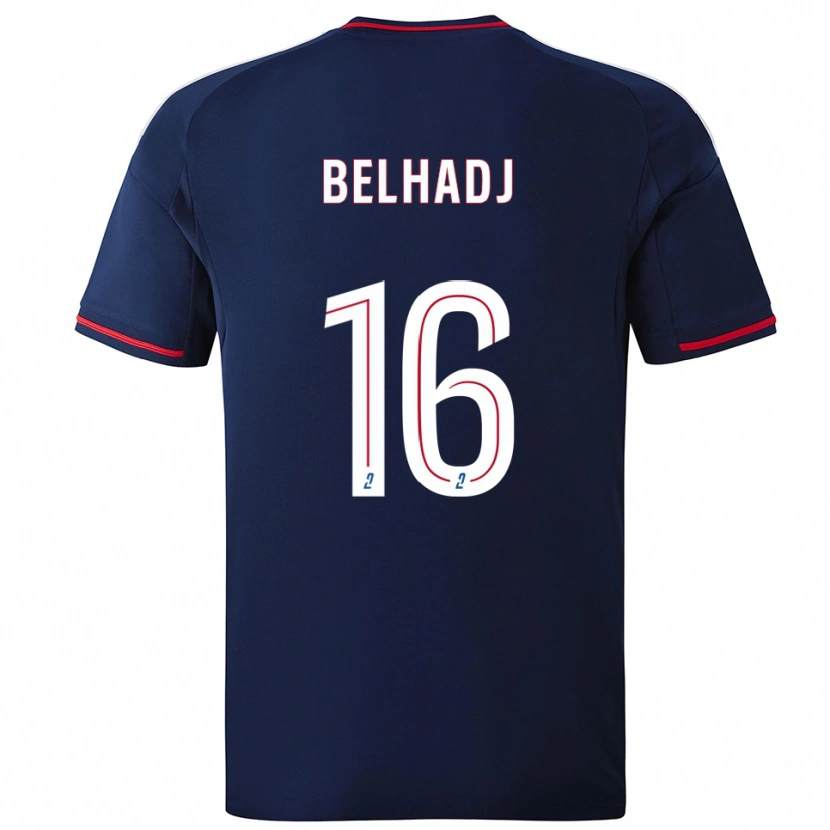 Danxen Mænd Féerine Belhadj #16 Marine Rød Udebane Spillertrøjer 2025/26 Trøje T-Shirt