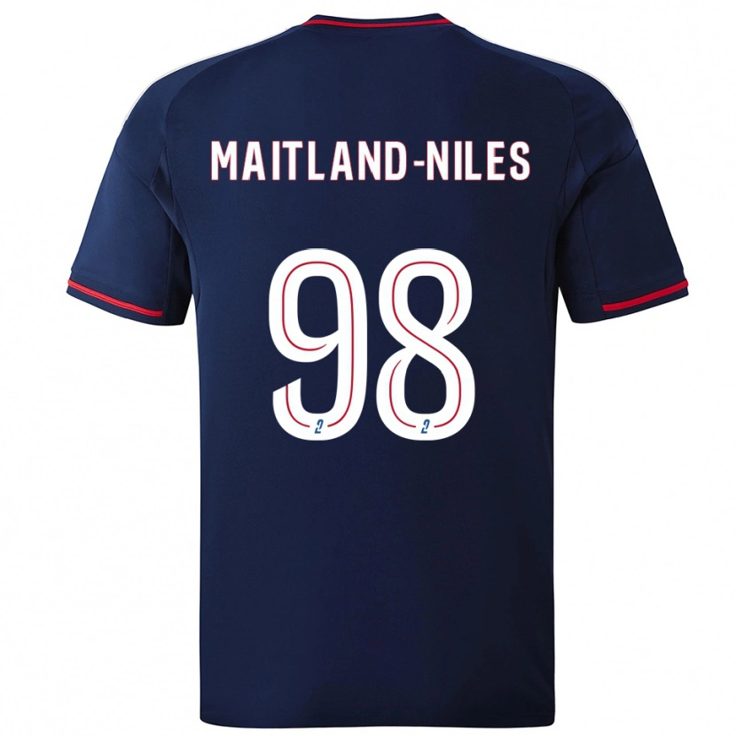 Danxen Mænd Ainsley Maitland-Niles #98 Marine Rød Udebane Spillertrøjer 2025/26 Trøje T-Shirt