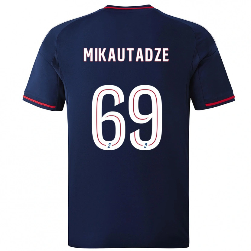 Danxen Mænd Georges Mikautadze #69 Marine Rød Udebane Spillertrøjer 2025/26 Trøje T-Shirt