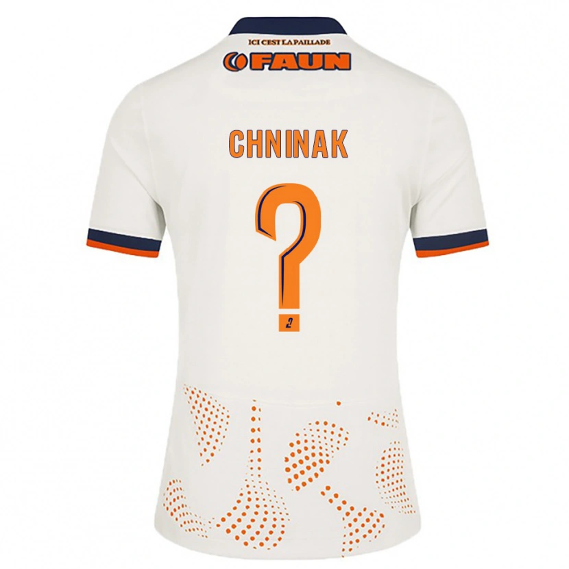 Danxen Mænd Nawfal Chninak #0 Hvid Orange Udebane Spillertrøjer 2025/26 Trøje T-Shirt