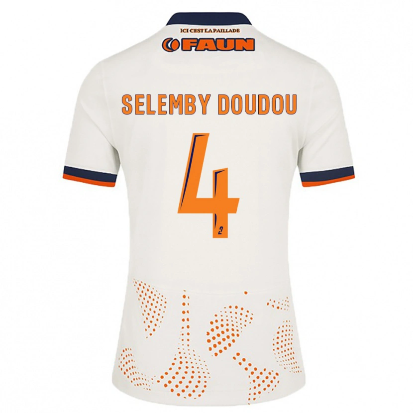Danxen Mænd Destin Selemby Doudou #4 Hvid Orange Udebane Spillertrøjer 2025/26 Trøje T-Shirt