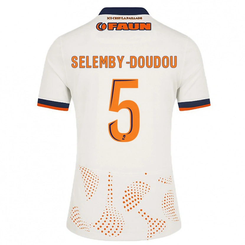 Danxen Mænd Basile Selemby-Doudou #5 Hvid Orange Udebane Spillertrøjer 2025/26 Trøje T-Shirt