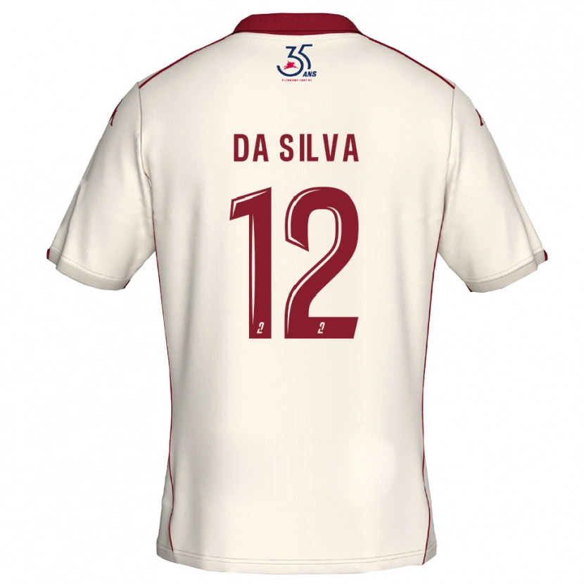 Danxen Mænd Damien Da Silva #12 Hvid Burgundy Udebane Spillertrøjer 2025/26 Trøje T-Shirt