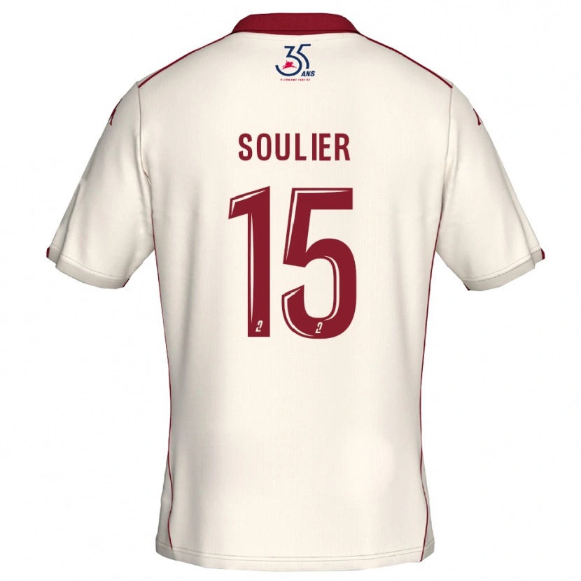 Danxen Mænd Claire Soulier #15 Hvid Burgundy Udebane Spillertrøjer 2025/26 Trøje T-Shirt