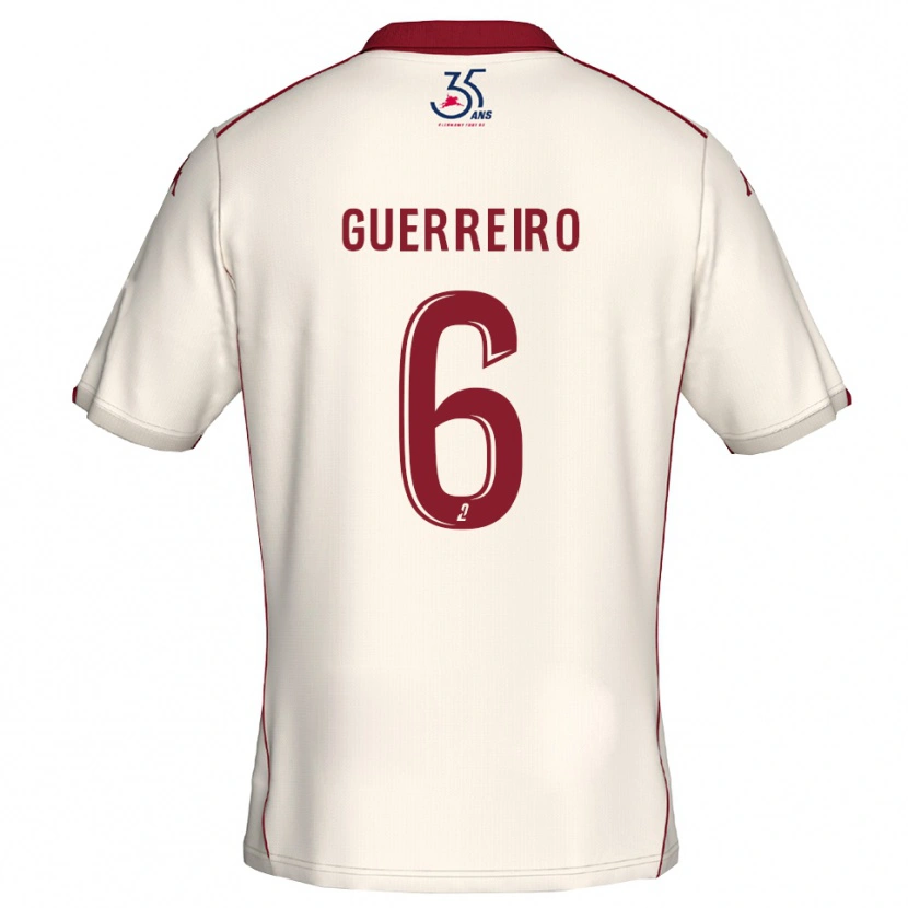 Danxen Mænd Mattéo Guerreiro #6 Hvid Burgundy Udebane Spillertrøjer 2025/26 Trøje T-Shirt