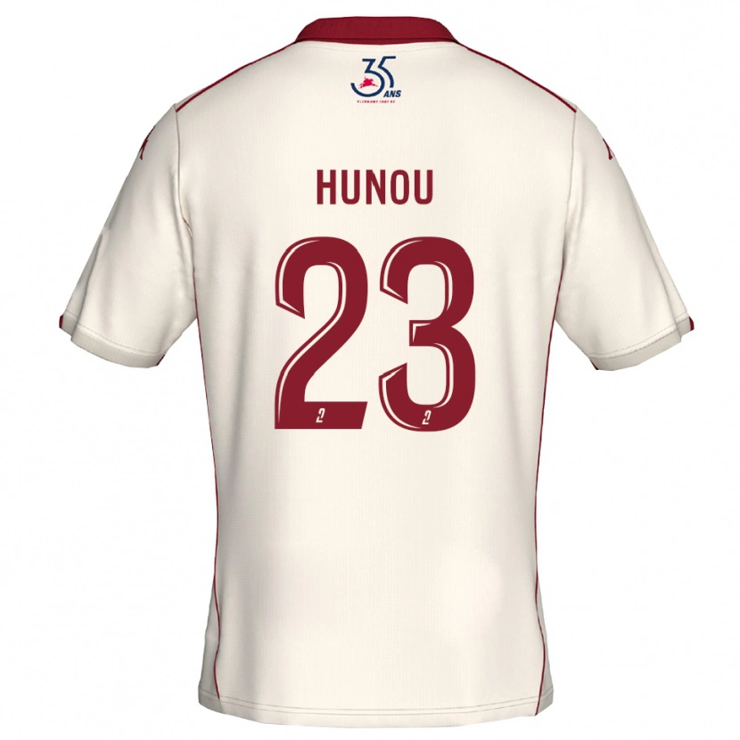 Danxen Mænd Adrien Hunou #23 Hvid Burgundy Udebane Spillertrøjer 2025/26 Trøje T-Shirt