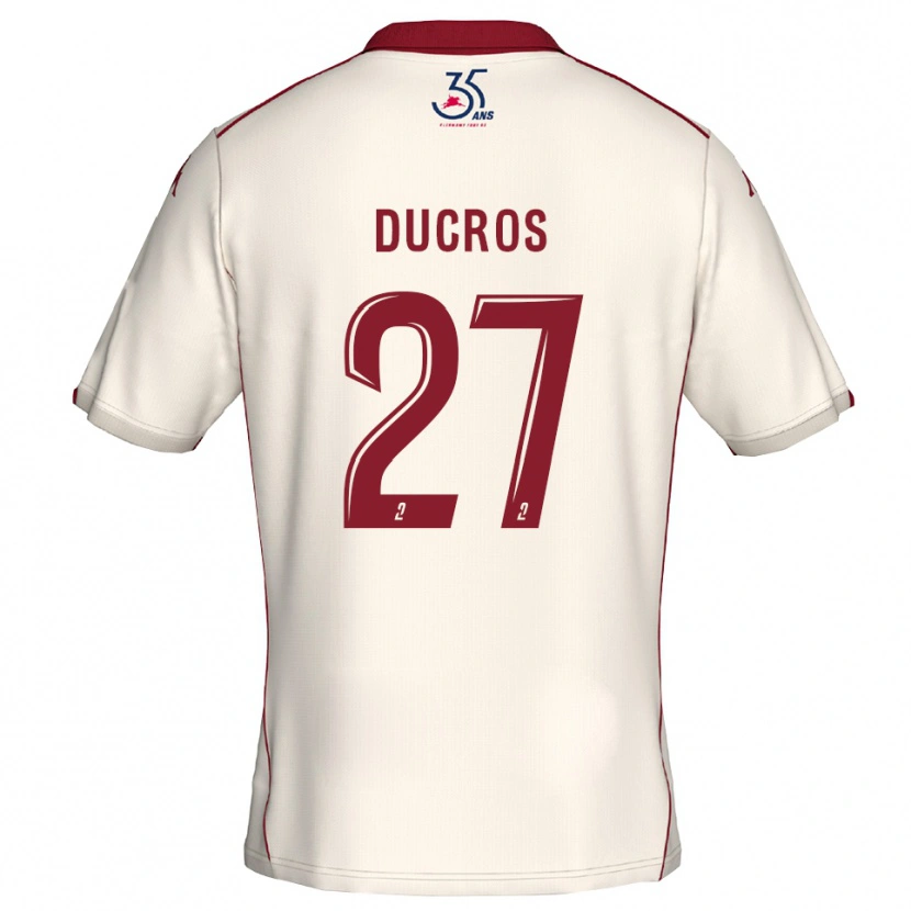 Danxen Mænd Estelle Ducros #27 Hvid Burgundy Udebane Spillertrøjer 2025/26 Trøje T-Shirt