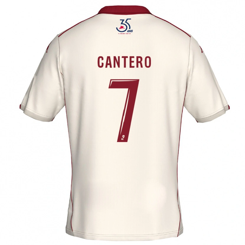 Danxen Mænd Enzo Cantero #7 Hvid Burgundy Udebane Spillertrøjer 2025/26 Trøje T-Shirt