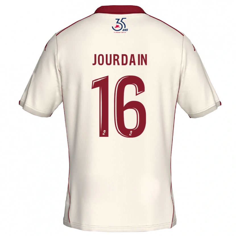 Danxen Mænd Théo Jourdain #16 Hvid Burgundy Udebane Spillertrøjer 2025/26 Trøje T-Shirt