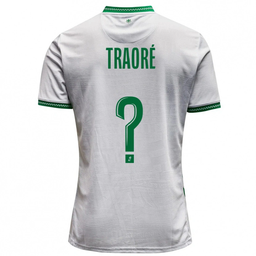 Danxen Mænd Aboubakar Traoré #0 Hvid Grøn Udebane Spillertrøjer 2025/26 Trøje T-Shirt