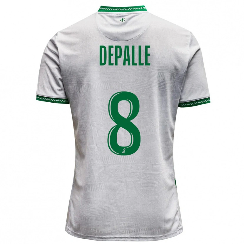 Danxen Mænd Valentin Depalle #8 Hvid Grøn Udebane Spillertrøjer 2025/26 Trøje T-Shirt