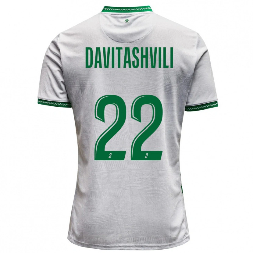 Danxen Mænd Zuriko Davitashvili #22 Hvid Grøn Udebane Spillertrøjer 2025/26 Trøje T-Shirt