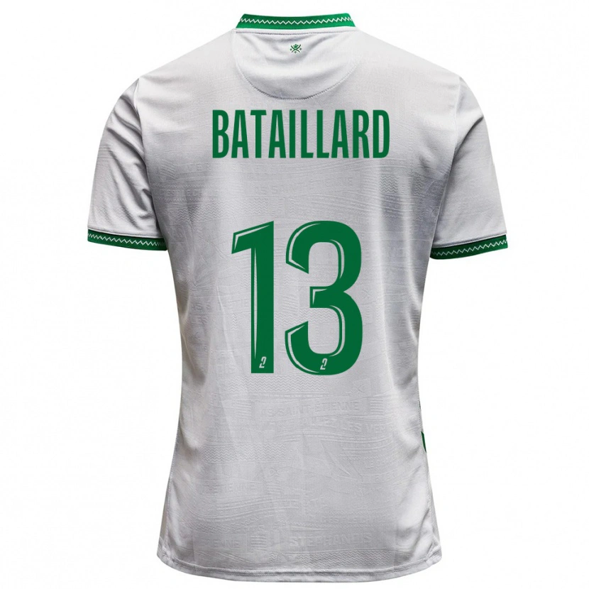 Danxen Mænd Faustine Bataillard #13 Hvid Grøn Udebane Spillertrøjer 2025/26 Trøje T-Shirt