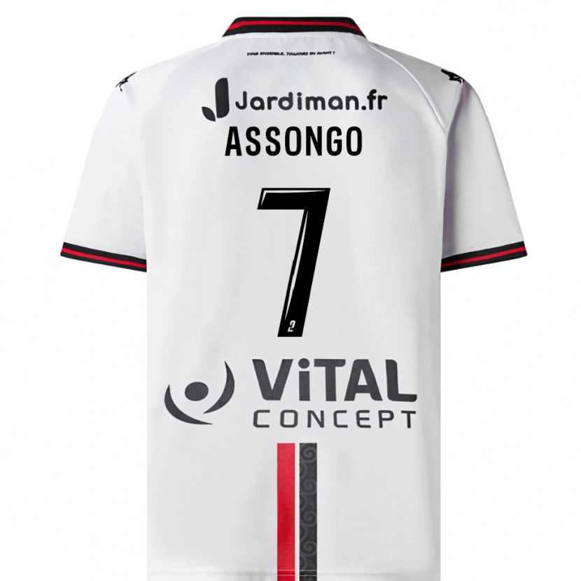 Danxen Mænd Ilan Assongo #7 Hvid Rød Udebane Spillertrøjer 2025/26 Trøje T-Shirt