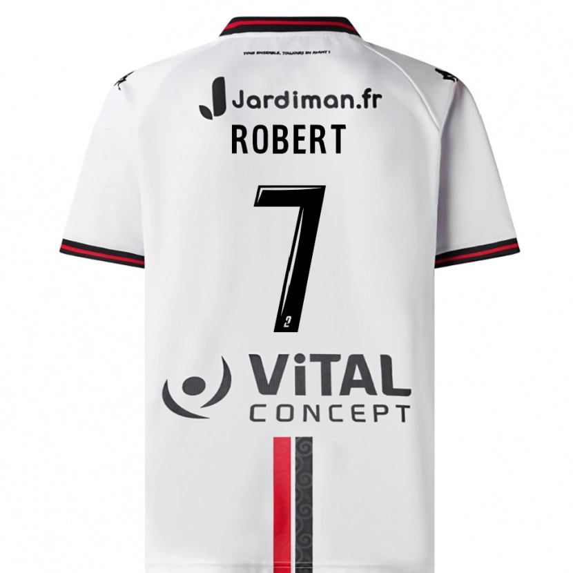 Danxen Mænd Faustine Robert #7 Hvid Rød Udebane Spillertrøjer 2025/26 Trøje T-Shirt