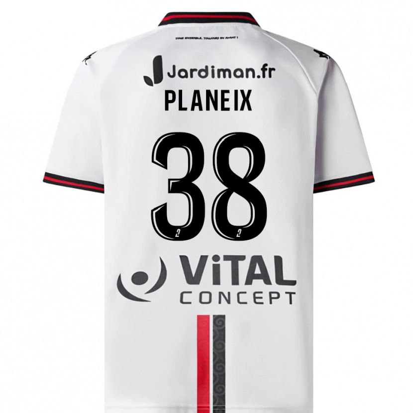 Danxen Mænd Idriss Planeix #38 Hvid Rød Udebane Spillertrøjer 2025/26 Trøje T-Shirt