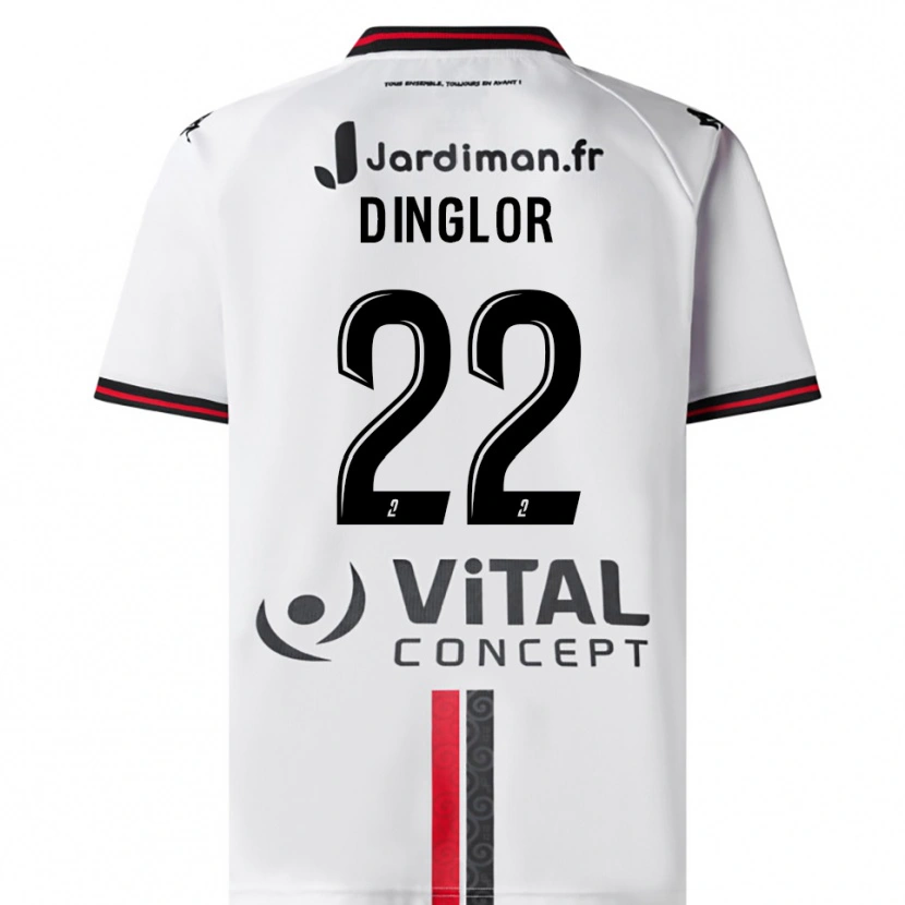 Danxen Mænd Elodie Dinglor #22 Hvid Rød Udebane Spillertrøjer 2025/26 Trøje T-Shirt