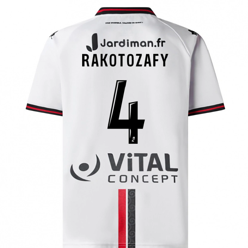 Danxen Mænd Lucas Rakotozafy #4 Hvid Rød Udebane Spillertrøjer 2025/26 Trøje T-Shirt