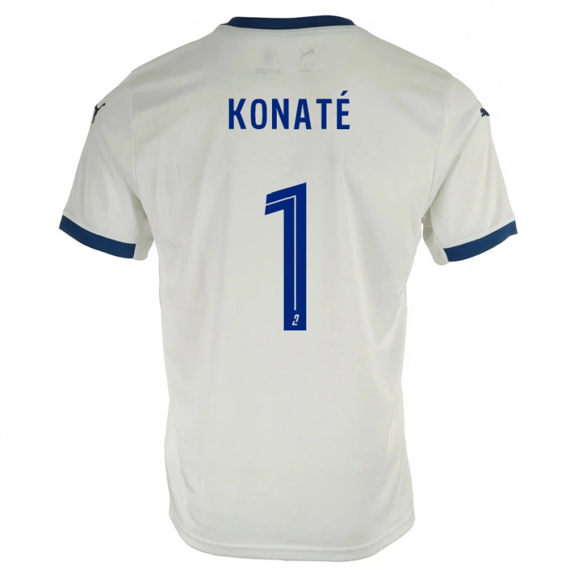Danxen Mænd Hillel Konaté #1 Hvid Blå Udebane Spillertrøjer 2025/26 Trøje T-Shirt