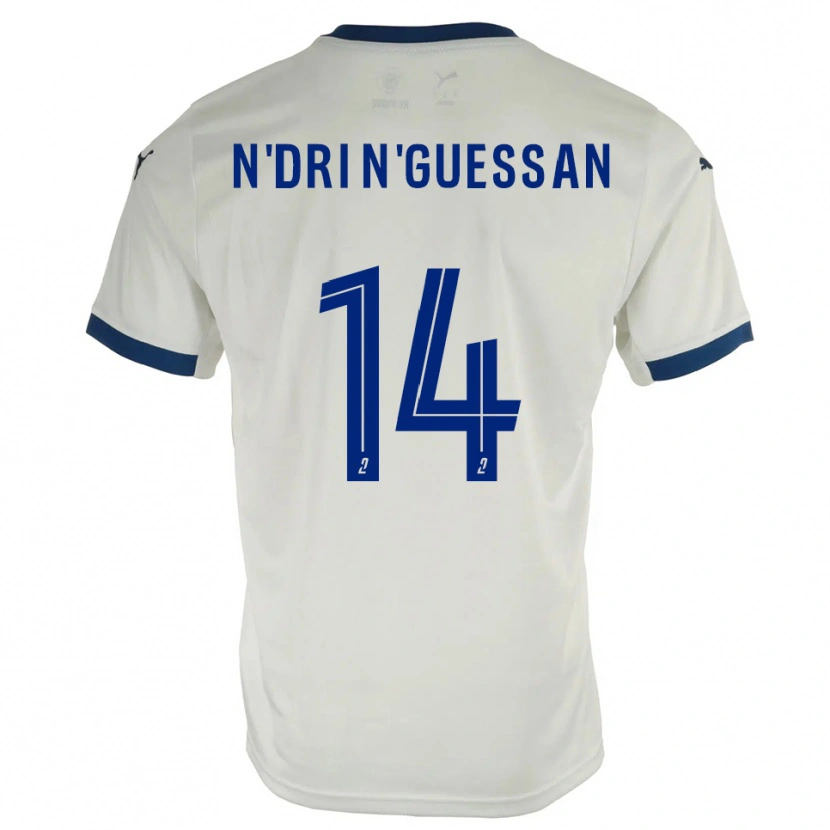 Danxen Mænd Landry N'dri N'guessan #14 Hvid Blå Udebane Spillertrøjer 2025/26 Trøje T-Shirt