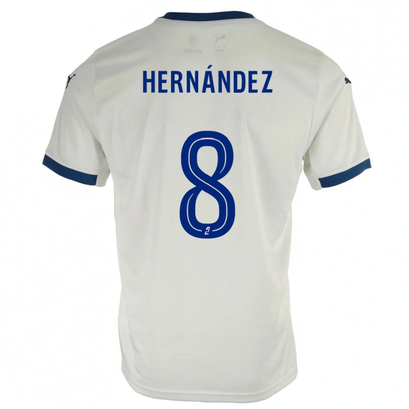 Danxen Mænd Pablo Hernandez #8 Hvid Blå Udebane Spillertrøjer 2025/26 Trøje T-Shirt