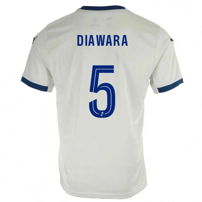 Danxen Mænd Sankhoun Diawara #5 Hvid Blå Udebane Spillertrøjer 2025/26 Trøje T-Shirt